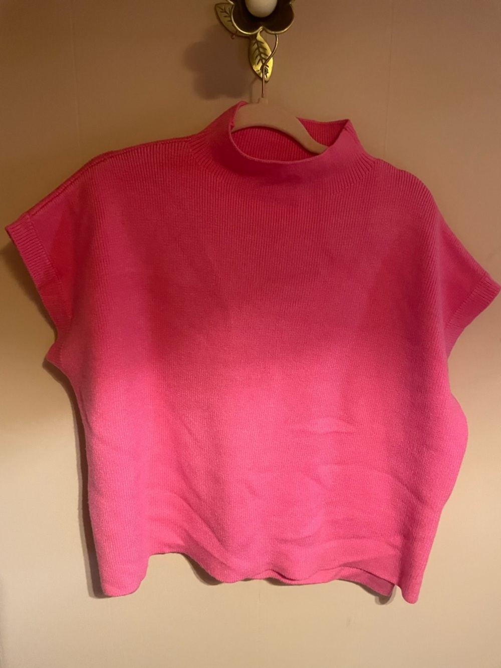 JODIFL Hot Pink Ribbed Mock Neck Top